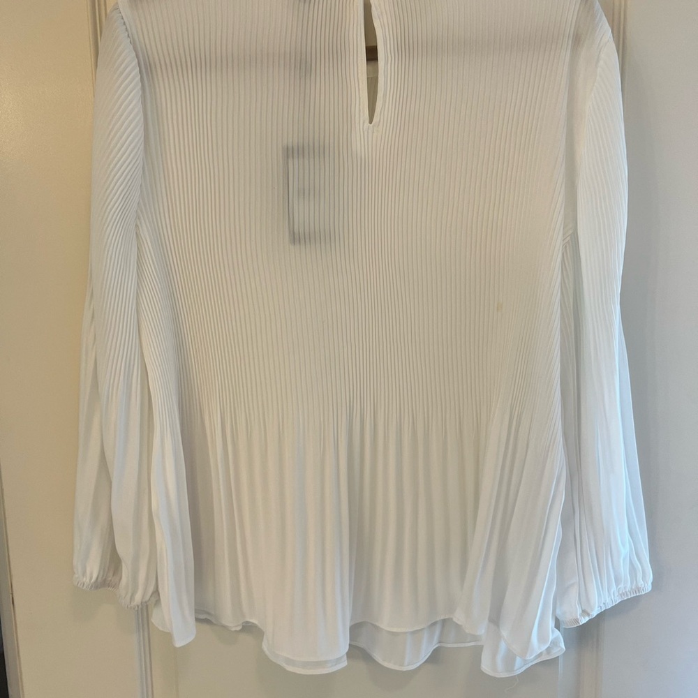 Adrianna Papell White Pleated Blouse - Picture 2 of 3